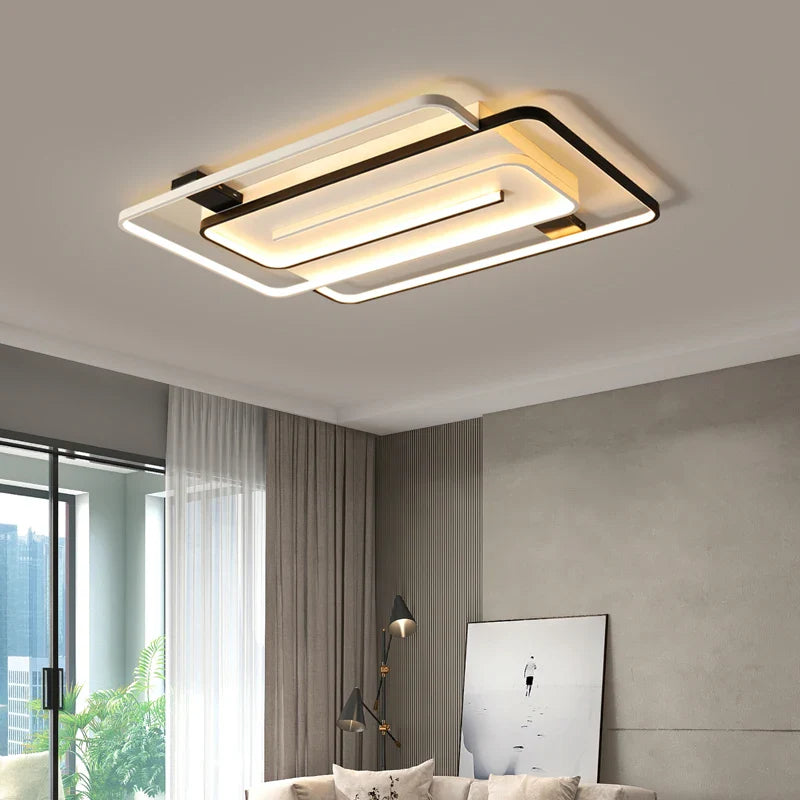 Afralia™ Modern LED Ceiling Lamp for Home Decor, Black White Chandeliers for Living Room Bedroom Kitchen Study