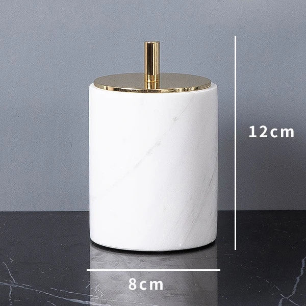 Afralia™ Volakas White Marble Bathroom Set: Soap Dispenser, Toothbrush Holder, Tray