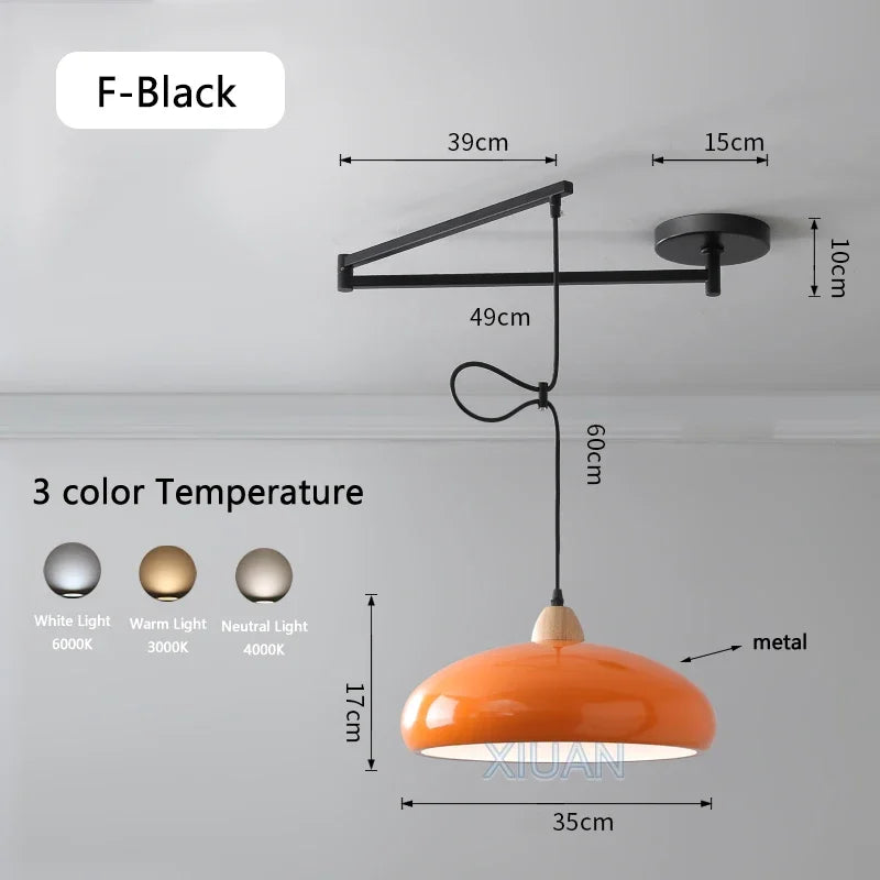 Afralia™ Modern Swing Arm Pendant Lamps PE Metal Sconces Dining Hanging Light