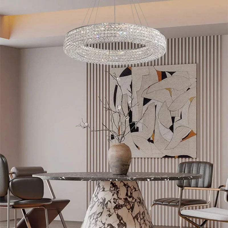 Afralia™ Elegant K9 Crystal Chandelier for Living Room, Dining Table, Bar