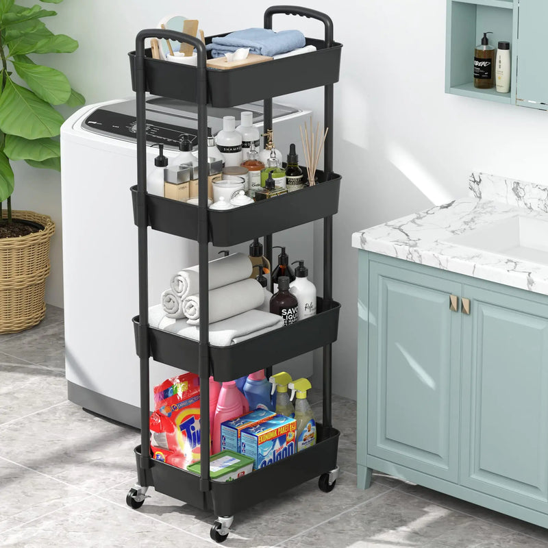 Afralia™ Slim Slide Storage Shelf with Wheels for Kitchen & Bathroom Orgnanization