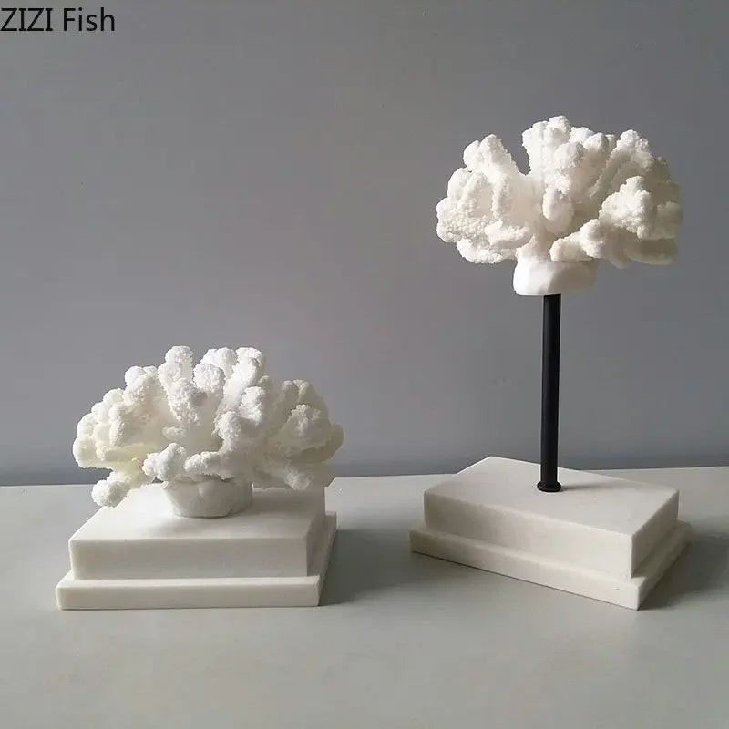 Afralia™ White Coral Resin Sculpture Modern Desk Decor Art Crafts Ornament