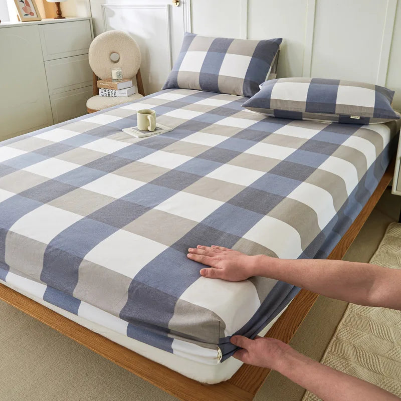 Afralia™ Coarse Cotton Queen Fitted Sheet: Comfortable, Durable Maternal Child Bedding