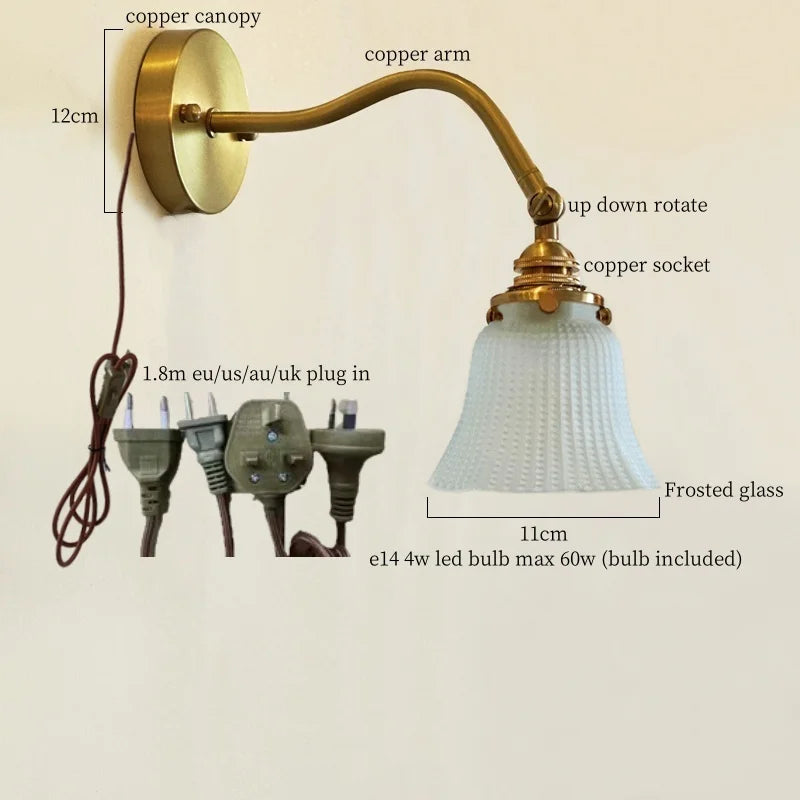Afralia™ Glass LED Wall Light for Living Room Stair Loft Bathroom Mirror Bedside