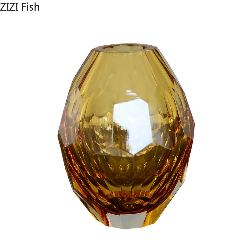 Afralia™ Amber Glass Vase for Desk Decoration and Floral Arrangement