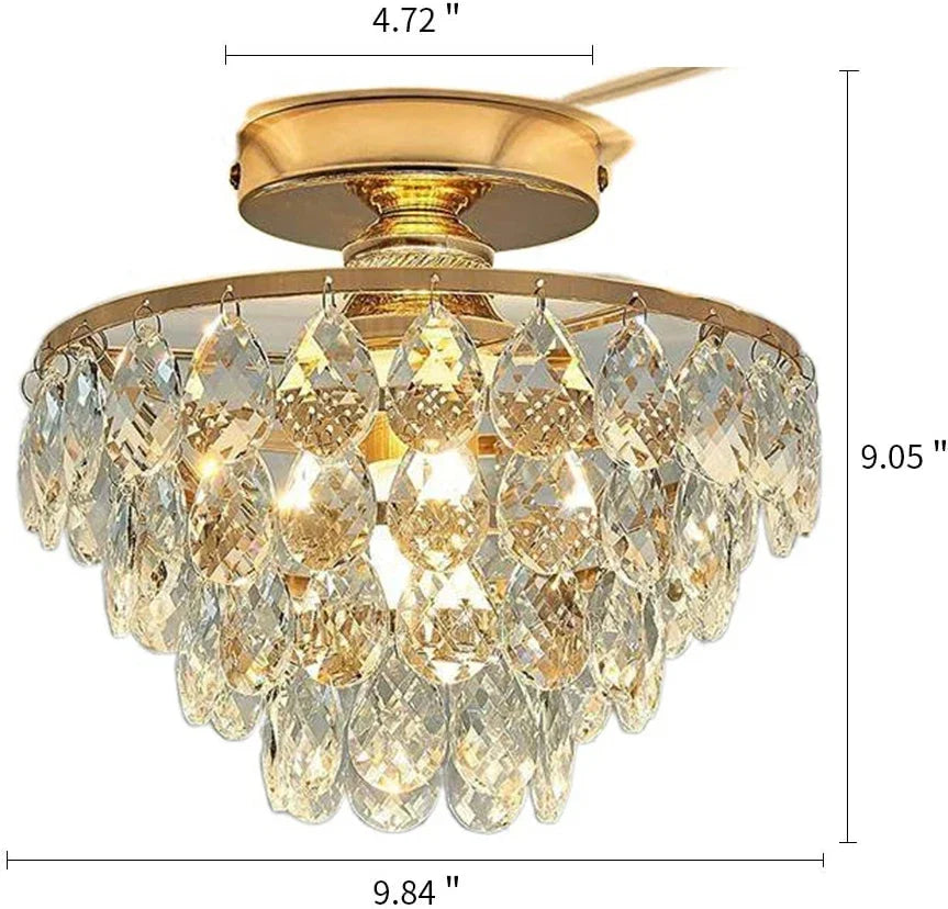 Afralia™ Crystal LED Chandelier Ceiling Lamp for Living Dining Room Decor