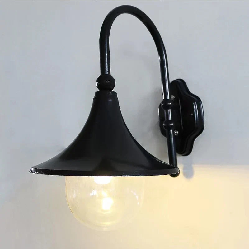 Afralia™ Black Outdoor Wall Lamp for Country Garden Villa Aisle Balcony Lighting