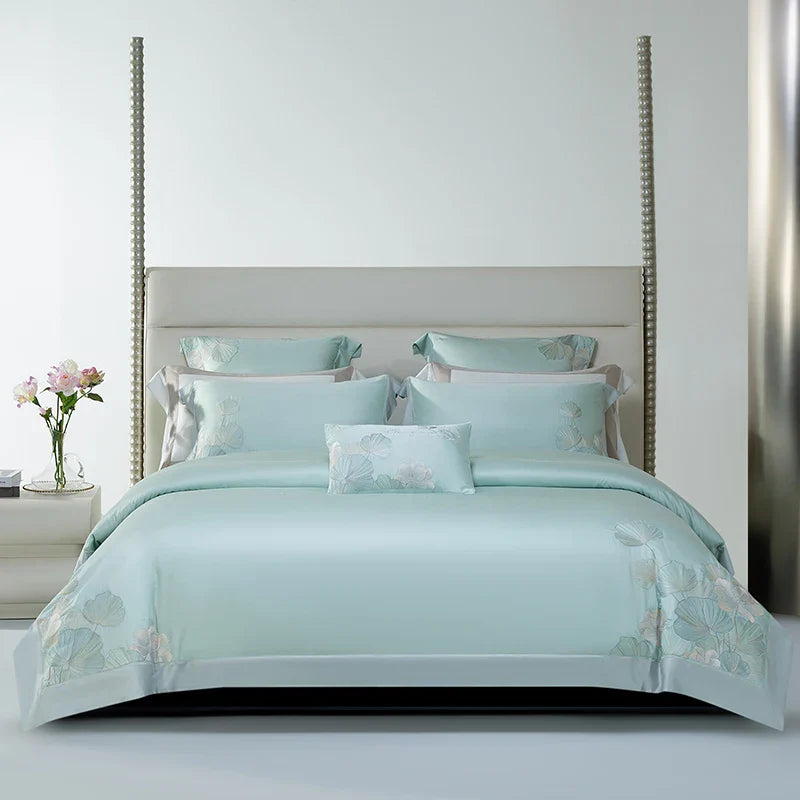 Afralia™ Cotton Flowers Embroidery Bedding Set with Soft Silky Finish