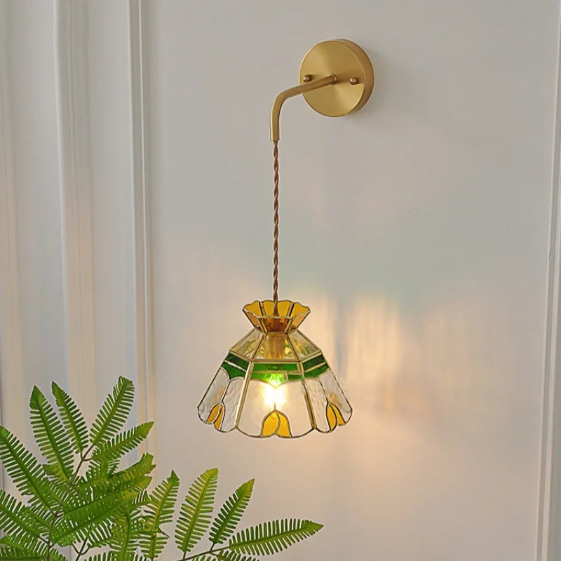Afralia™ Glass Wall Lamp with Pull Chain Switch and Adjustable LED Light