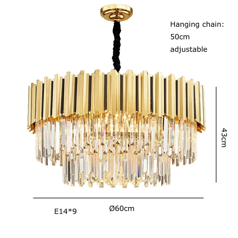 Afralia™ Gold Crystal LED Chandelier: Modern Luxe Lighting Fixture for Home Decor