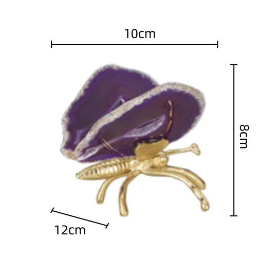 Afralia™ Golden Crystal Agate Butterfly Sculpture Decorative Figurines