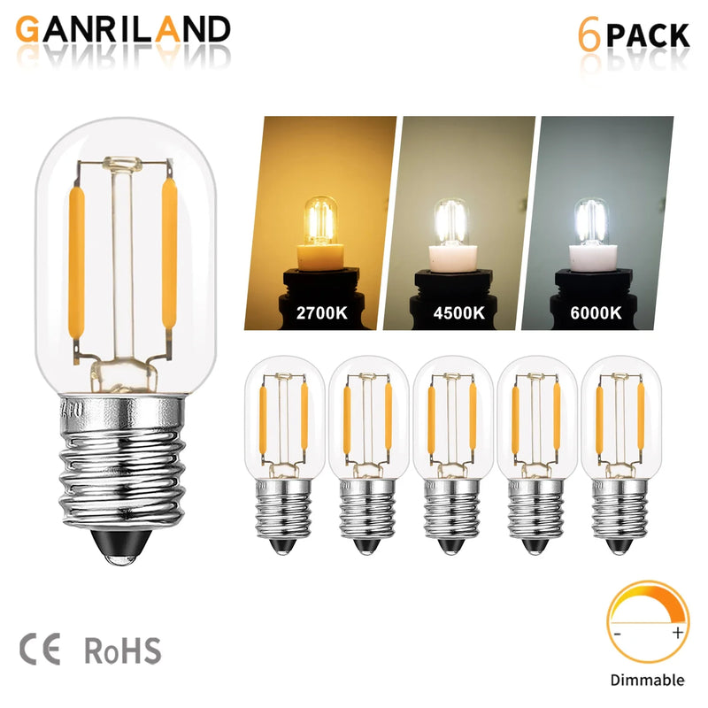 Afralia™ T20 LED Mini Night Light Bulb 1W E12 E14 Dimmable 2700K-6000K Refrigerator Edison Bulb