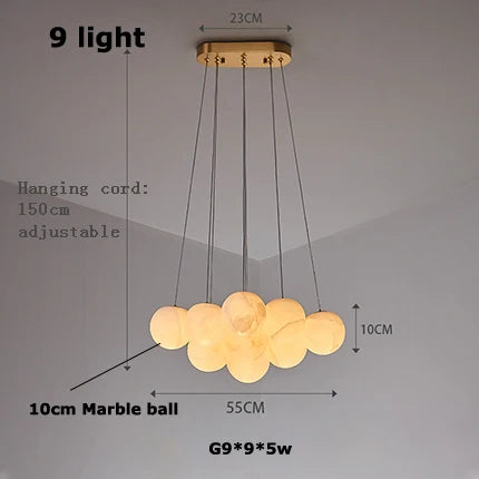 Afralia™ LED Marble Balls Chandelier for Dinning Room