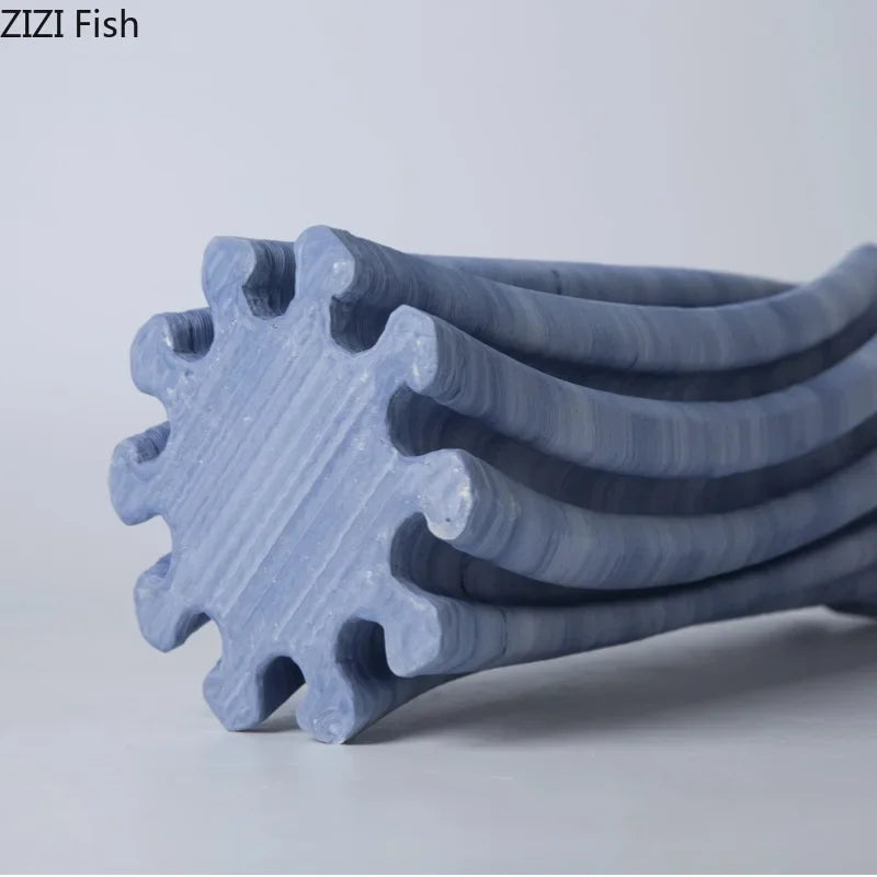 Blue Stripes Ceramic Vase, Afralia™ Twist Knot Design, Creative Floral Table Decor