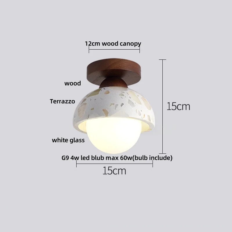 Afralia™ Wabi Sabi LED Ceiling Lights for Corridor, Stair, Restaurant, Terrazzo, Marble Stone & Wood