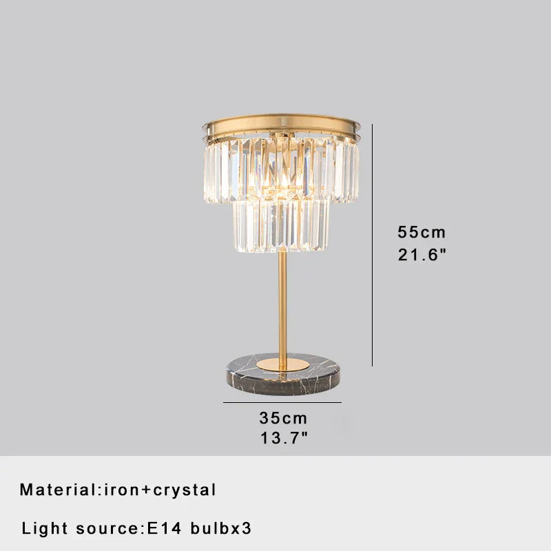 Afralia™ Crystal Table Decor Lamp 3000K E14 Bulb Desk Light for Bedside Office