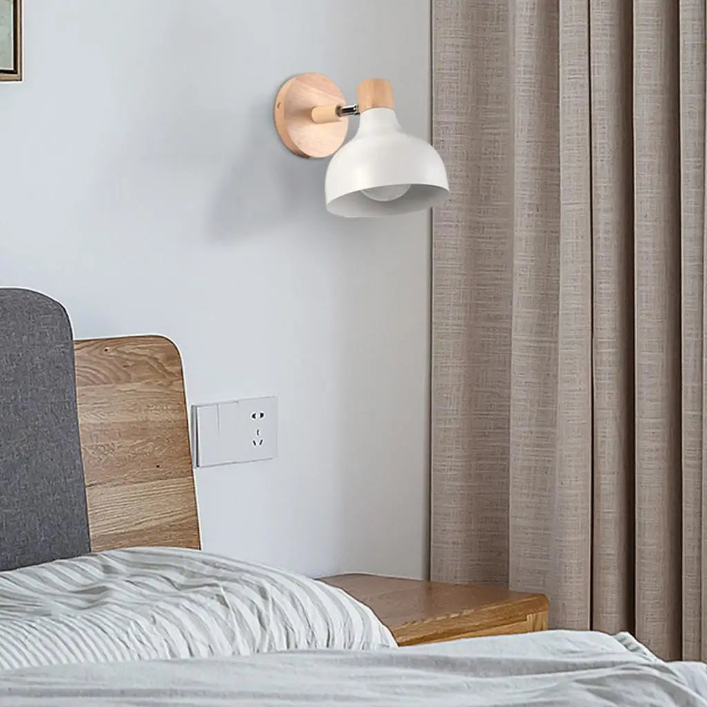 Afralia™ Nordic Wood Macaron Wall Sconce E27 Home Lighting Fixture