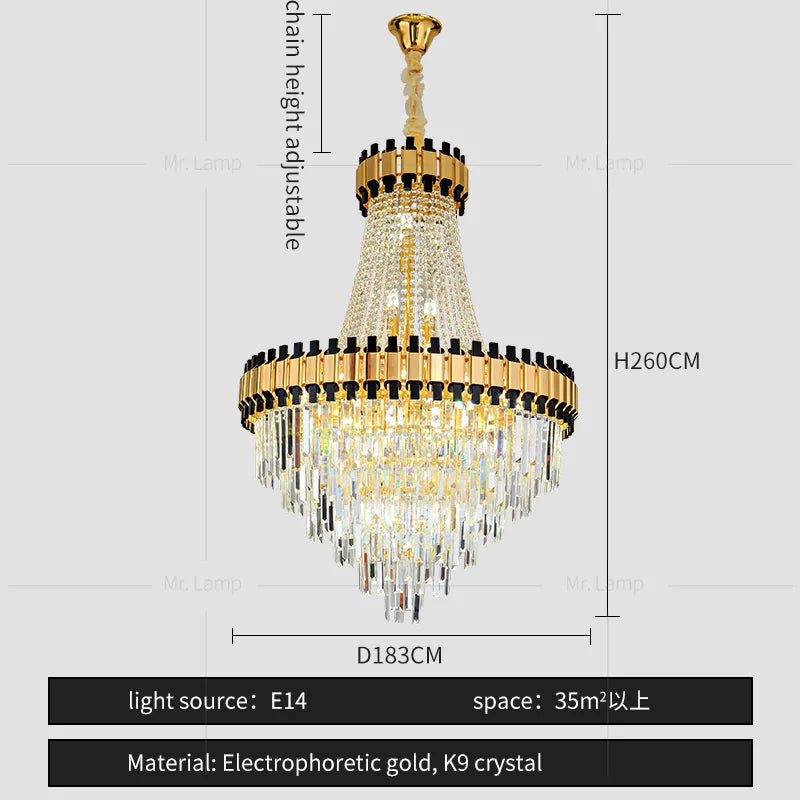 Afralia™ Main Living Room Crystal Chandelier - Post-modern Light Luxury Design