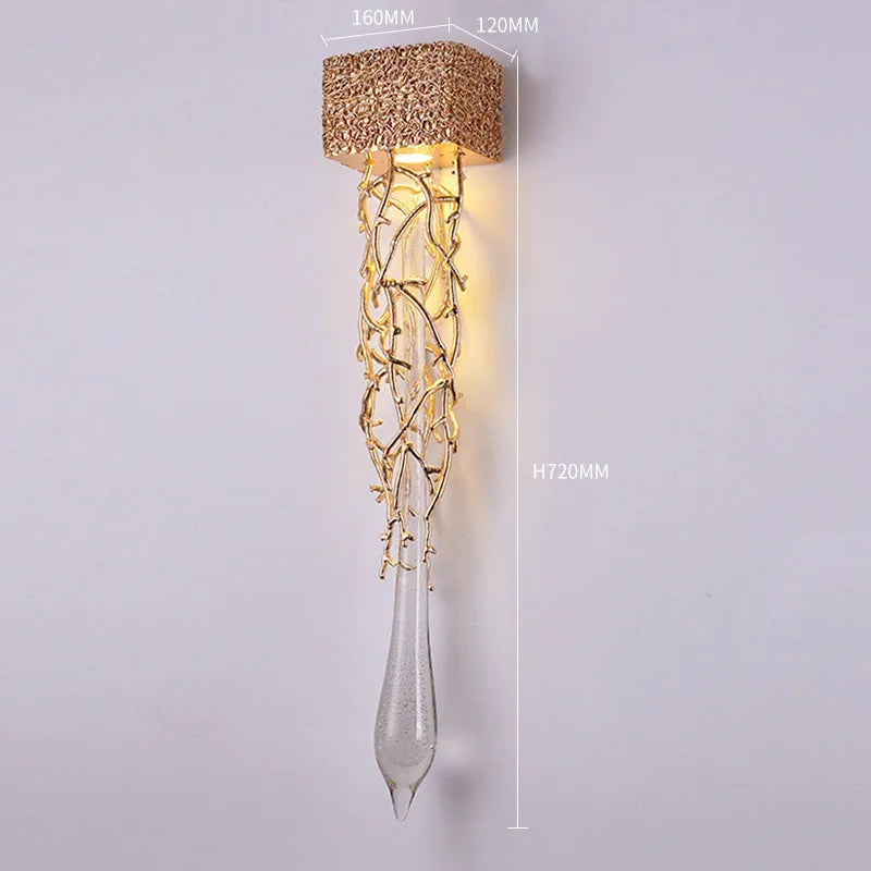 Afralia™ Nordic Crystal Gold Pendant Lamp Luxury Sconce Light For Living Room