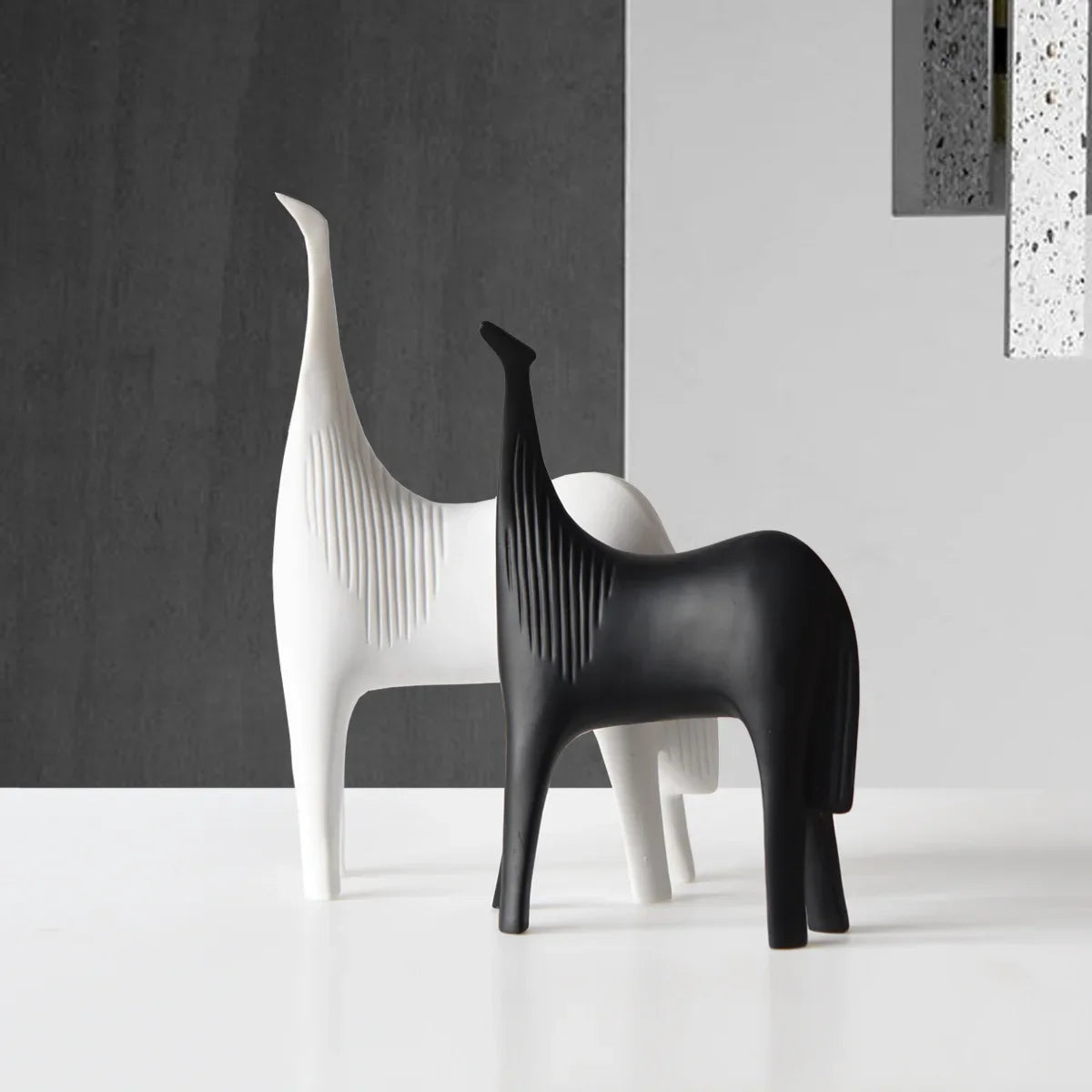 Afralia™ Black & White Horse Abstract Ornaments for Home Decor