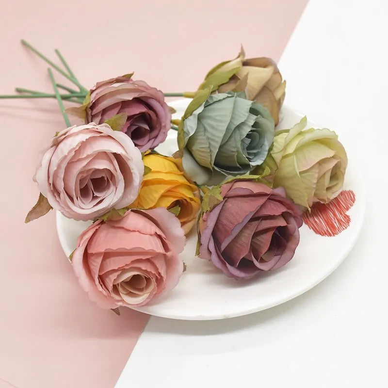 Afralia™ Silk Rose Heads for Home Wedding Decor, 6Pcs Artificial Flowers