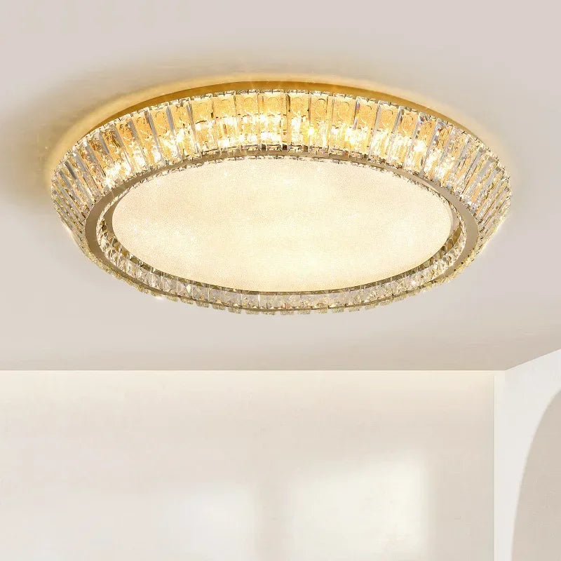 Afralia™ Gold Crystal Glass LED Ceiling Light for Dining Living Room