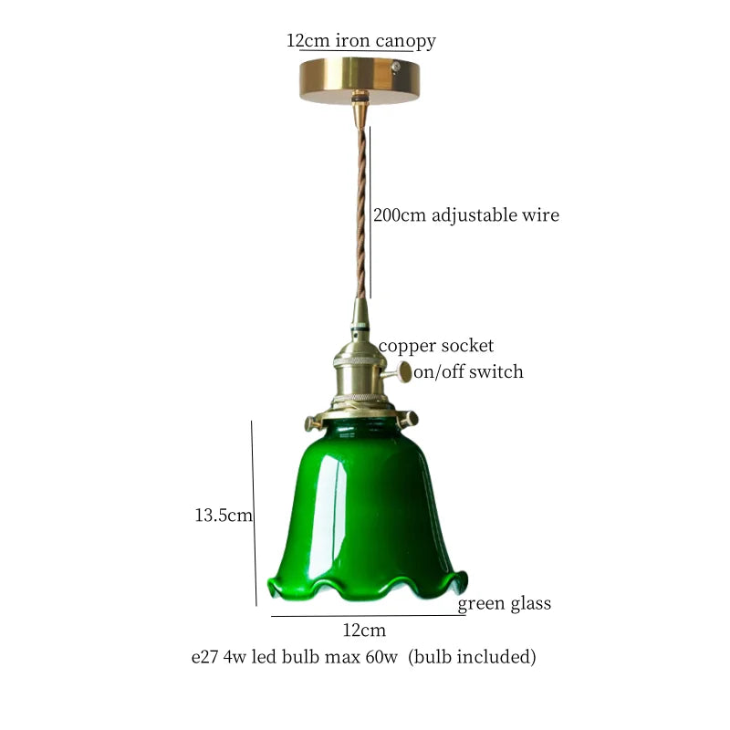 Afralia™ Cream Vintage Brass Glass LED Pendant Light for Restaurant Bar Cafe Loft