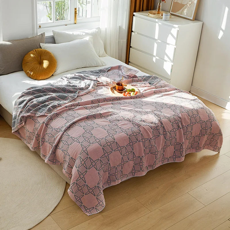 Afralia™ Nordic Cotton Gauze Throw Blanket for Sofa Bed, Boho Style Comforter Plaid
