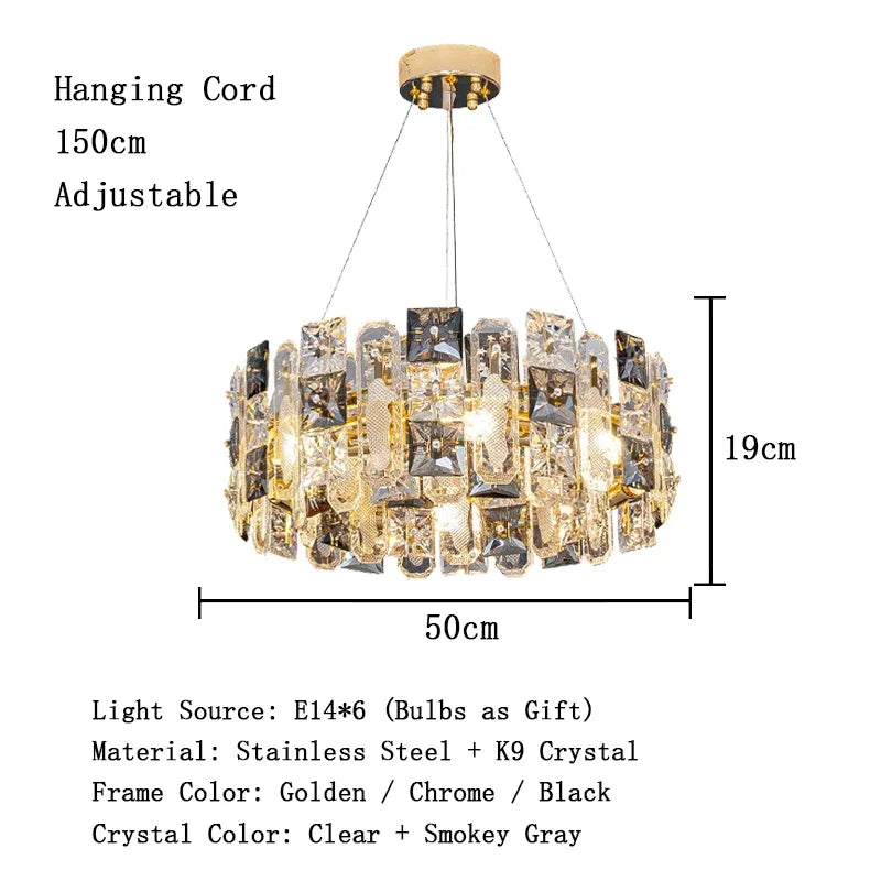 Afralia™ Crystal Pendant Chandelier for Modern Living Room and Restaurant Lighting