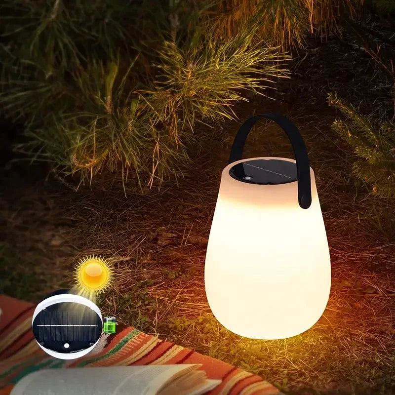 Afralia™ Solar LED Table Lantern with USB Rechargeable Battery and Silicone Handle