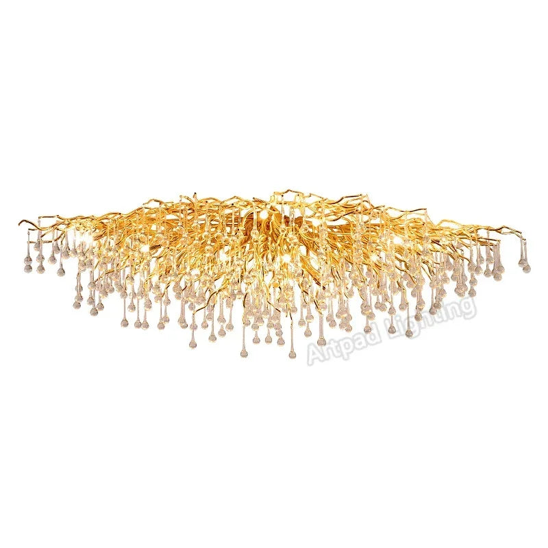 Afralia™ Modern Gold Crystal Chandelier for Bedroom, Dining, Living, Kitchen Lighting
