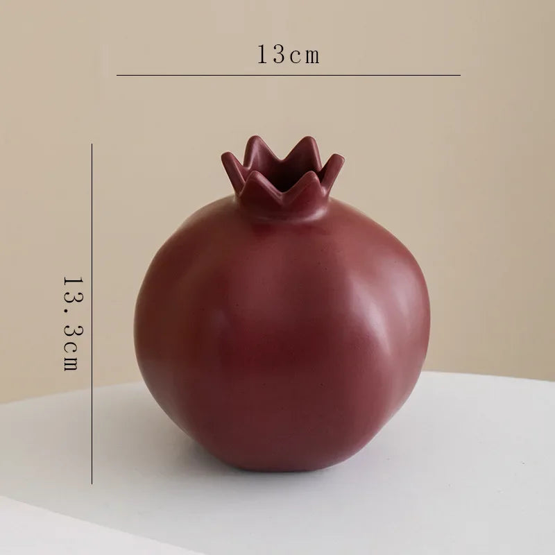 Afralia™ Pomegranate Ceramic Vase Decor Flower Arrangement Desk Decoration Room Aesthetic Decor