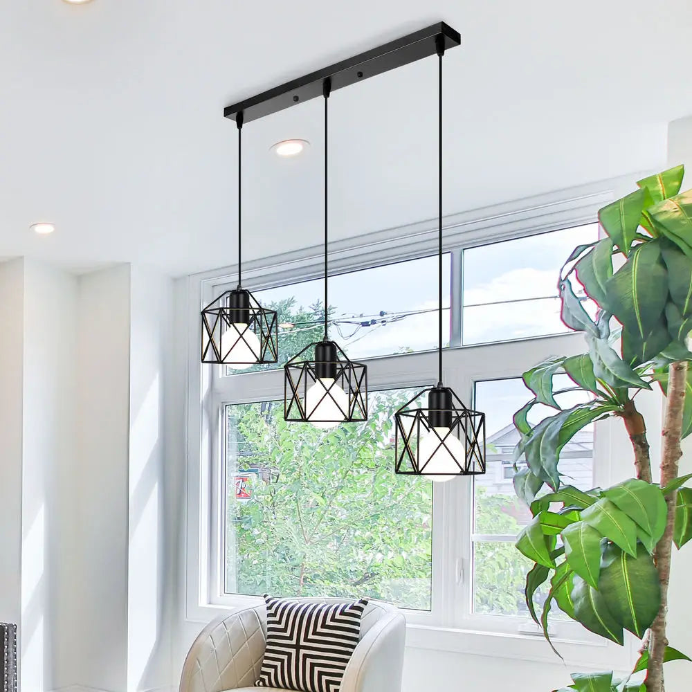 Afralia™ Industrial Wood Pendant Chandelier for Dinning Living Room Kitchen LED Fixture