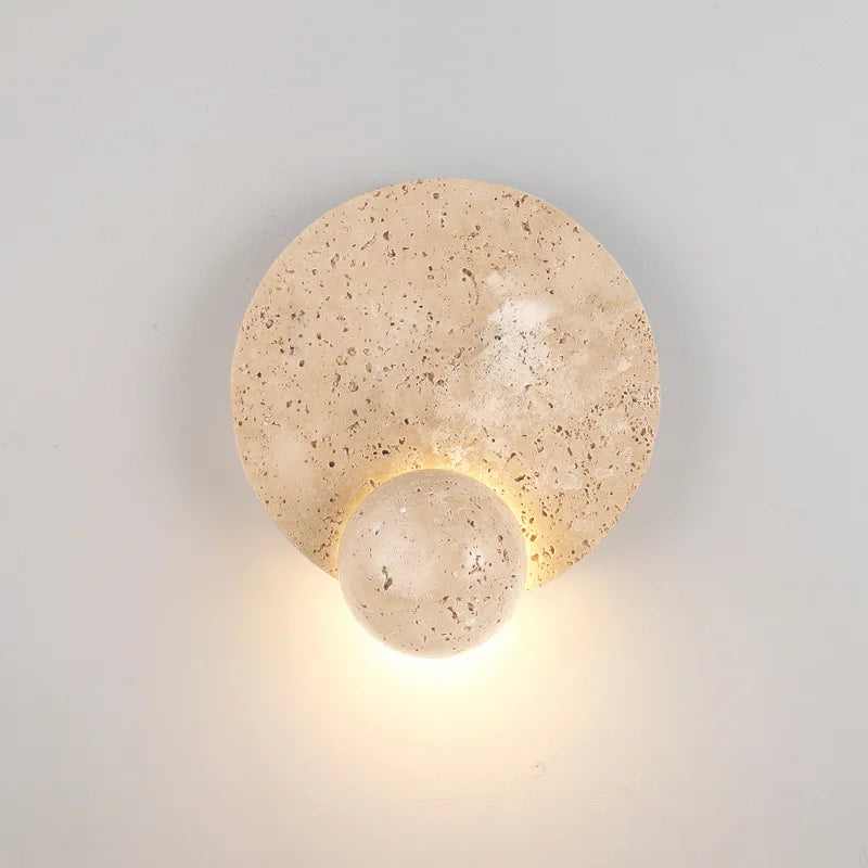 Afralia™ Natural Stone LED Wall Light 3000K Round Art Deco Sconce for Bedroom, Parlor, Stairs