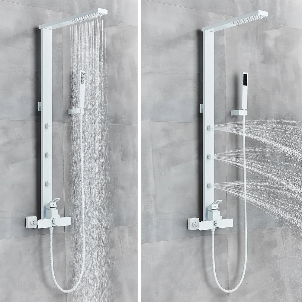 Afralia™ Rainfall Shower Faucet White Black Wall Mount Spa Massage Mixer Tap