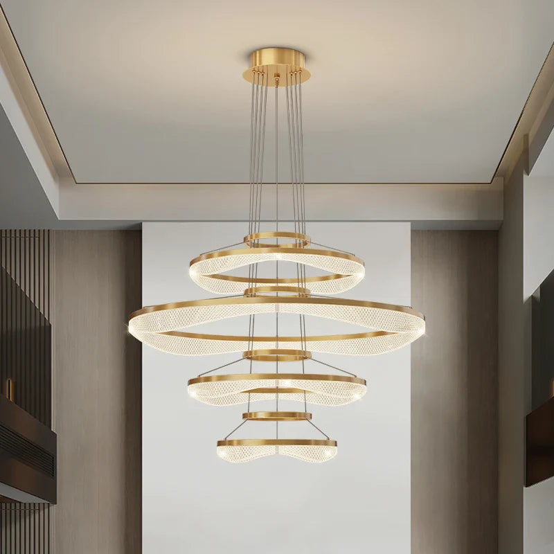 Afralia™ Acrylic Living Room Chandelier Pendant Lamp Fixture LED Lighting
