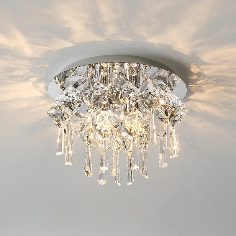 Afralia™ Crystal Luxury Chandelier: Dimmable LED Round Ceiling Light for Bedroom Living Room