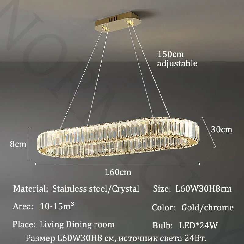 Afralia™ Luxury Crystal Pendant Chandelier for Home Dining Room Bar LED Decor