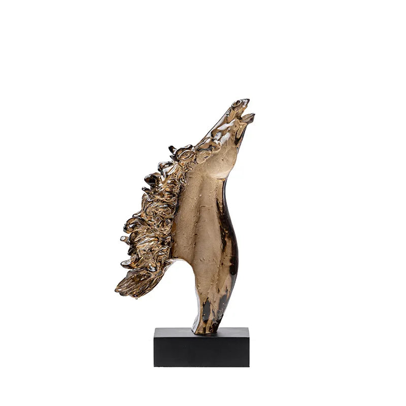 Afralia™ Horse Head Statue Resin Figurine Home Decor Sculpture