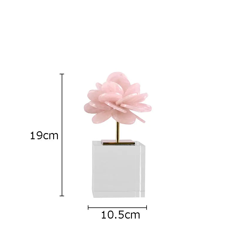 Afralia™ Crystal Petal Pink Desk Decoration Flower Sculpture for Modern Room Aesthetics