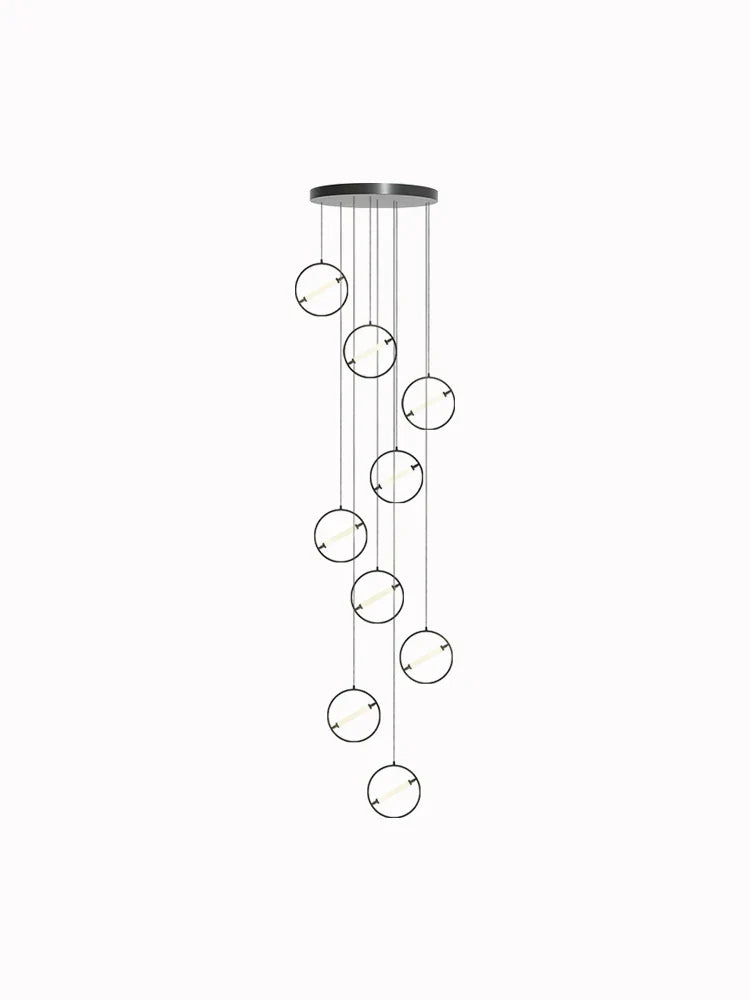 Afralia™ Modern LED Chandelier Ring Light Lamp Suspension Staircase Lighting