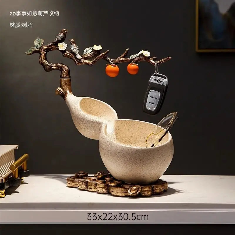 Afralia™ Chinese Gourd Key & Desktop Storage Decoration for Wealth Attraction