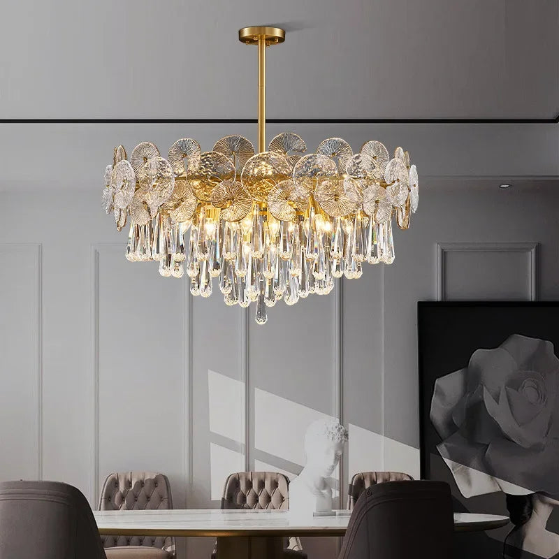 Afralia™ Crystal Chandelier: Modern Glass Pendant Lights for Living Room Dining Bedroom