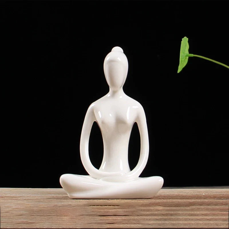 Afralia™ Abstract Yoga Figure Porcelain Statue Home Decor Sculpture