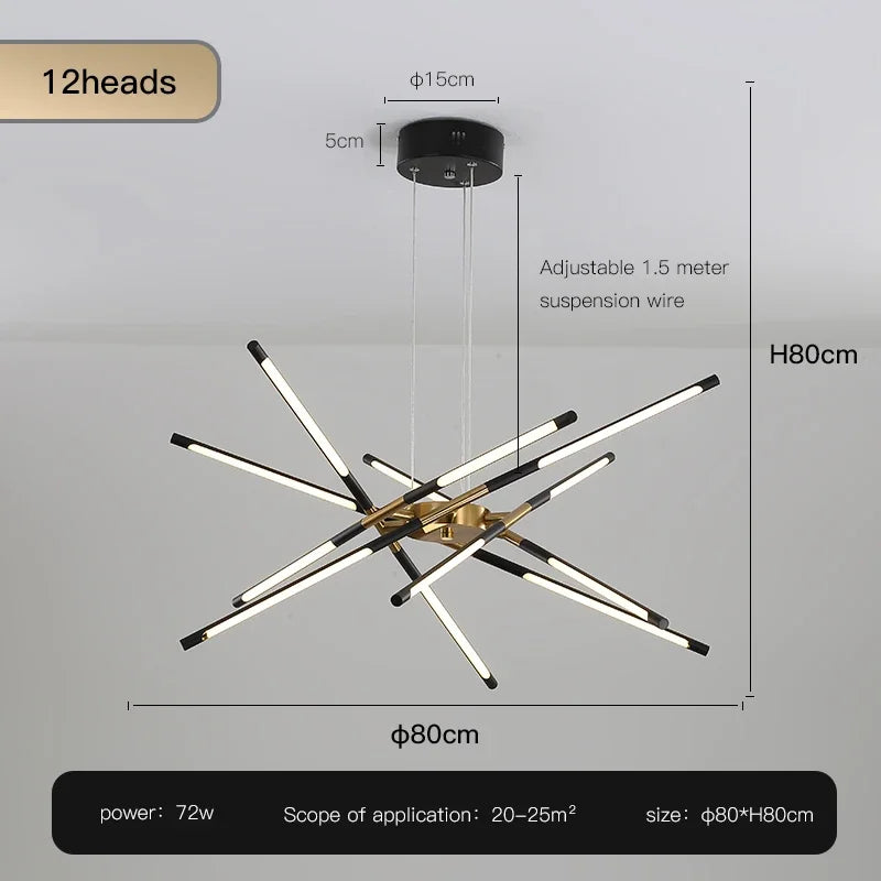 Afralia™ Black LED Ceiling Chandelier for Nordic Modern Home Decor