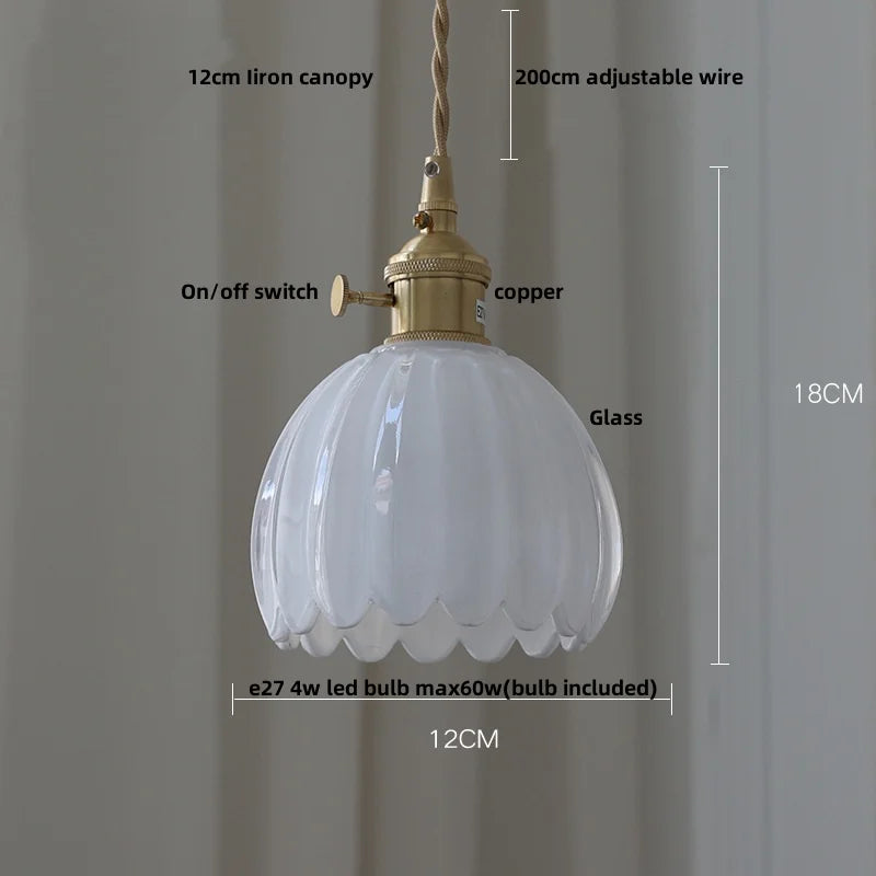 Afralia™ Flower Glass LED Pendant: Japan Style Hanging Light Fixtures