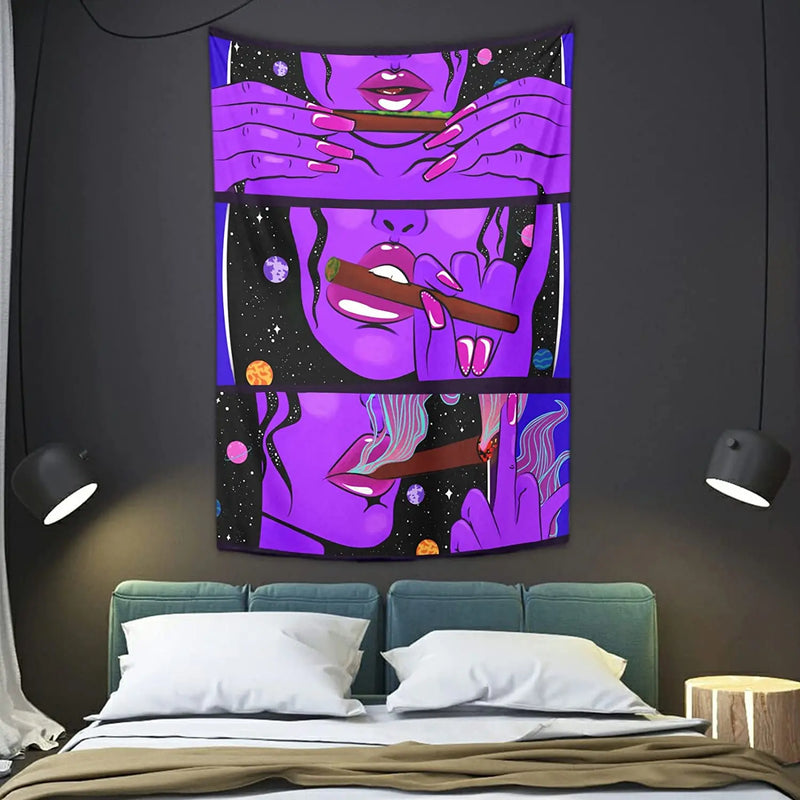 Mystery Smoke Psychedelic Wall Tapestry by Afralia™