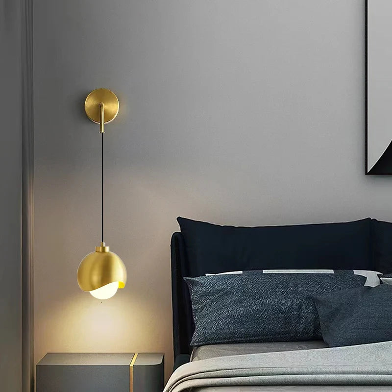 Afralia™ Nordic Brass Glass Ball Wall Light - Black Sconce Lamp for Bedroom, Living Room, Aisle