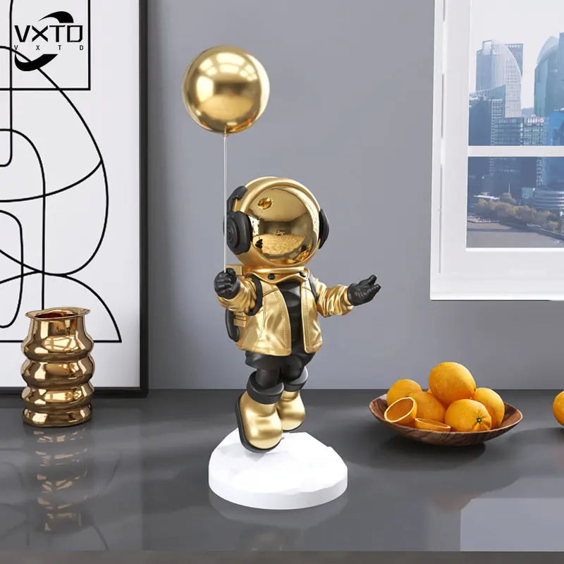 Afralia™ Balloon Astronaut Resin Home Decor Crafts Figurines Statue Sculpture Bookcase Decor