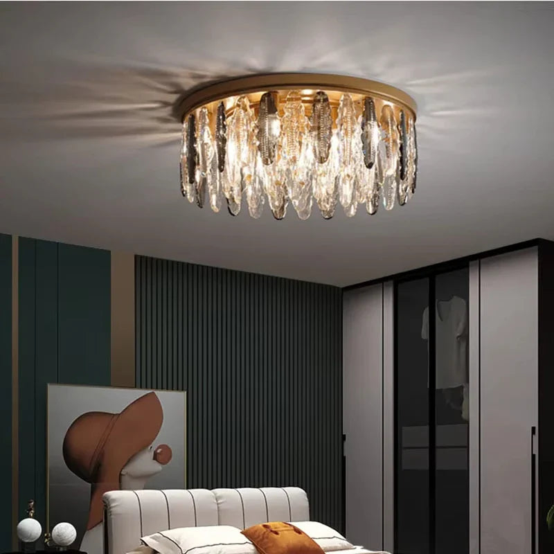 Afralia™ Crystal Ceiling Chandelier LED Lighting for Modern Minimalist Light Luxury Living Room